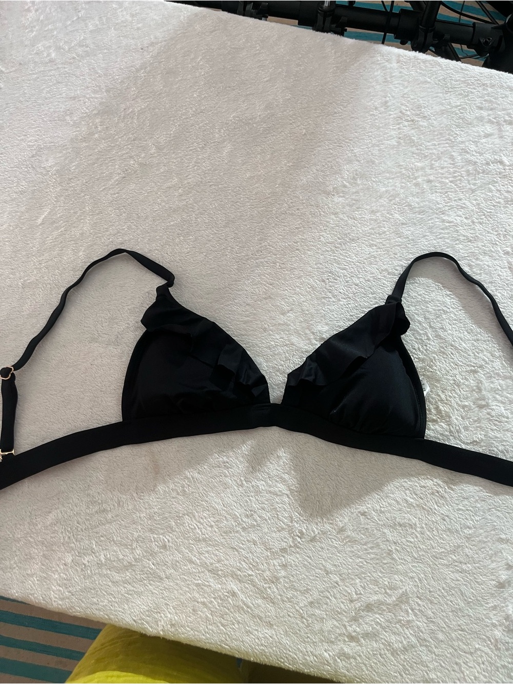 Target Bikini Swim Top Black Ruffle Triangle Bralette Style Adjustable Medium